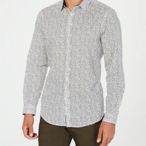 Men's Black White Dress Shirt. Stock photo pattern slightly different.